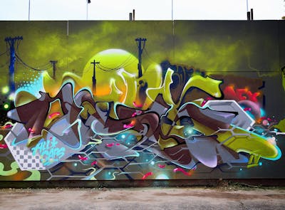 Colorful Stylewriting by Fork Imre. This Graffiti is located in Budapest, Hungary and was created in 2021. This Graffiti can be described as Stylewriting and Wall of Fame.