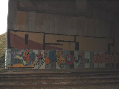 Colorful Stylewriting by urine, Pizar, kafor, OST and NBSWE. This Graffiti is located in Leipzig, Germany and was created in 2008. This Graffiti can be described as Stylewriting, Roll Up and Line Bombing.