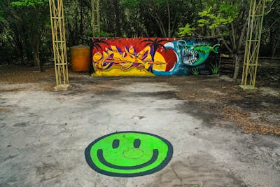 Colorful Stylewriting by Hmas and Kaos. This Graffiti is located in Indonesia and was created in 2020. This Graffiti can be described as Stylewriting and Characters.