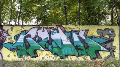 Colorful and Cyan Stylewriting by Cime. This Graffiti is located in Szeged, Hungary and was created in 2019. This Graffiti can be described as Stylewriting and Characters.
