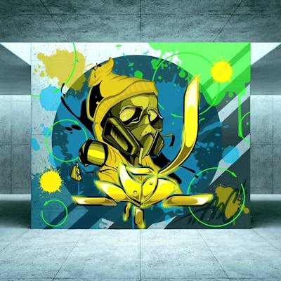 Yellow and Cyan Digital Works by Modi and Able2. This Graffiti is located in Germany and was created in 2023.