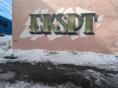 Light Green and Coralle and White Stylewriting by Eksept. This Graffiti is located in Canada and was created in 2023. This Graffiti can be described as Stylewriting and Streetart.