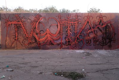 Red Stylewriting by P.Butza. This Graffiti is located in Palma de Mallorca, Spain and was created in 2022.