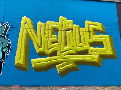 Light Green and Beige and Light Blue Stylewriting by smo__crew and Nelius. This Graffiti is located in London, United Kingdom and was created in 2023.