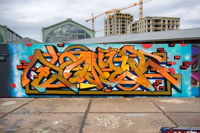 Orange and Colorful Stylewriting by Toner2 and OTZ. This Graffiti is located in Belgium and was created in 2020. This Graffiti can be described as Stylewriting and Wall of Fame.