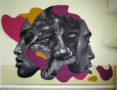 Grey and Violet Characters by Smoka. This Graffiti is located in Le Loroux-Bottereau, France and was created in 2021.