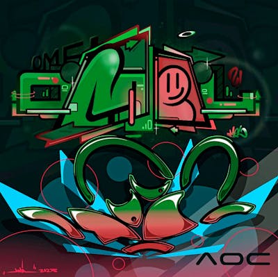 Green and Cyan and Coralle Digital Works by Modi and Omel. This Graffiti is located in Germany and was created in 2023.