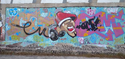 Beige and Colorful Stylewriting by Mache and Cuomo. This Graffiti is located in Naples, Italy and was created in 2022. This Graffiti can be described as Stylewriting and Characters.