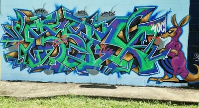 Light Green and Colorful Stylewriting by ESSEX and MOC. This Graffiti is located in Australia and was created in 2024. This Graffiti can be described as Stylewriting and Characters.