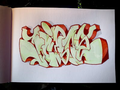 Light Green and Red Blackbook by Jibo. This Graffiti is located in Germany and was created in 2023. This Graffiti can be described as Blackbook.