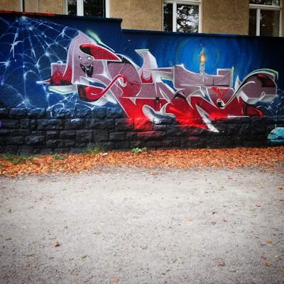 Red and Blue Stylewriting by Roweo and mtl crew. This Graffiti is located in Saalfeld (Saale), Germany and was created in 2021.