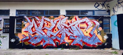 Light Blue and Red and Coralle Stylewriting by Spant. This Graffiti is located in Levadia, Greece and was created in 2024.