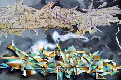 Colorful Stylewriting by Bacon and exchange with House. This Graffiti is located in Toronto, Canada and was created in 2018. This Graffiti can be described as Stylewriting, 3D and Futuristic.