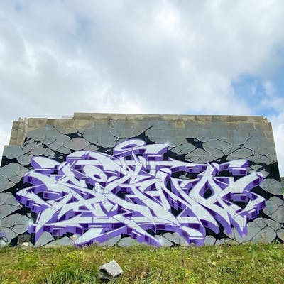 Chrome and Violet and Grey Stylewriting by Signo. This Graffiti is located in France and was created in 2023. This Graffiti can be described as Stylewriting and Abandoned.