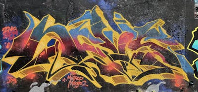 Yellow and Colorful and Red Stylewriting by Nevs. This Graffiti is located in Quezon City, Philippines and was created in 2023.