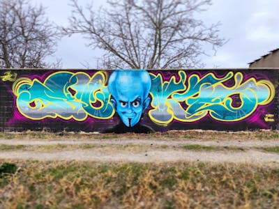 Light Blue and Yellow Stylewriting by BUKE. This Graffiti is located in Zaragoza, Spain and was created in 2022. This Graffiti can be described as Stylewriting and Characters.
