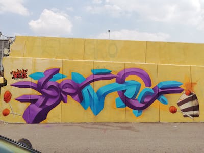 Light Blue and Violet 3D by GAMA. This Graffiti is located in Loreto, Zacatecas, Mexico and was created in 2022.