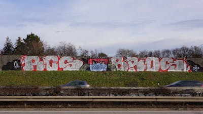Red and Chrome and Black Stylewriting by bros, RCS, rizok, R120K and RADICALS. This Graffiti is located in Leipzig, Germany and was created in 2020. This Graffiti can be described as Stylewriting, Characters and Street Bombing.