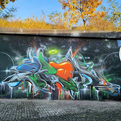 Colorful Stylewriting by Caer8th. This Graffiti is located in Prague, Czech Republic and was created in 2022. This Graffiti can be described as Stylewriting and Wall of Fame.