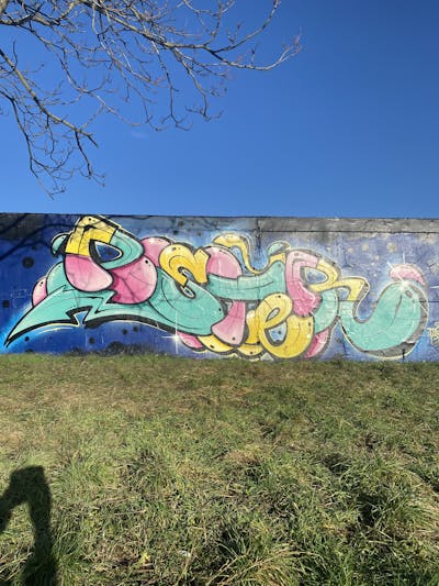 Colorful Stylewriting by Poster. This Graffiti is located in HALLE, Germany and was created in 2022. This Graffiti can be described as Stylewriting and Wall of Fame.