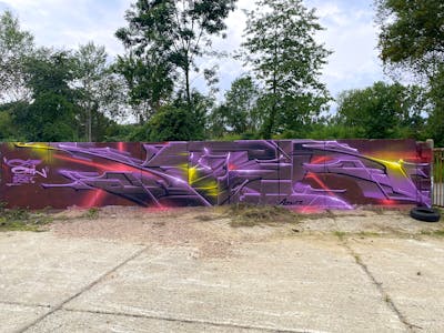 Violet and Colorful Special by Köter. This Graffiti is located in Döbeln, Germany and was created in 2021. This Graffiti can be described as Special and Stylewriting.