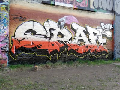 Orange and Chrome and Black Stylewriting by Graff.Funk and Chr15. This Graffiti is located in Leipzig, Germany and was created in 2022. This Graffiti can be described as Stylewriting, Wall of Fame and Characters.