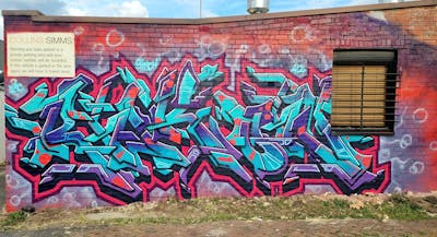 Cyan and Colorful Stylewriting by Rekon. This Graffiti is located in Melbourne, Australia and was created in 2022.