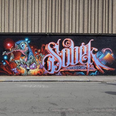 Colorful Stylewriting by Ocreos and Mache. This Graffiti is located in Antwerpen, Belgium and was created in 2019. This Graffiti can be described as Stylewriting and Characters.