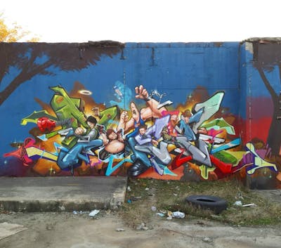 Colorful Stylewriting by Totem. This Graffiti is located in Atlanta, United States and was created in 2018. This Graffiti can be described as Stylewriting, Characters, 3D and Wall of Fame.