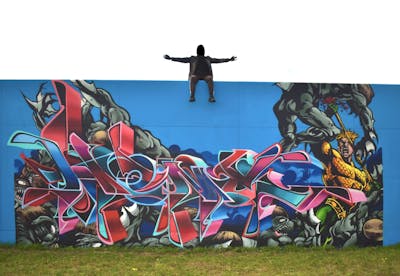 Colorful Stylewriting by Heny and Alfa crew. This Graffiti is located in Antwerp, Belgium and was created in 2022. This Graffiti can be described as Stylewriting and Characters.