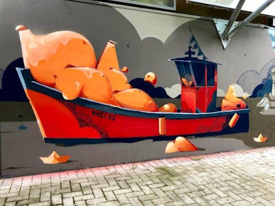 Red and Orange Stylewriting by Rens. This Graffiti is located in Strasbourg, France and was created in 2021. This Graffiti can be described as Stylewriting and Characters.