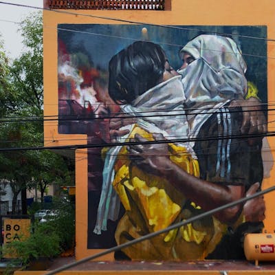 Colorful Characters by MESTIZOS.collective. This Graffiti is located in Guadalajara, Mexico and was created in 2020. This Graffiti can be described as Characters and Murals.