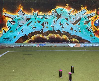 Colorful and Cyan Stylewriting by Savie. This Graffiti is located in Rotterdam, Netherlands and was created in 2021.