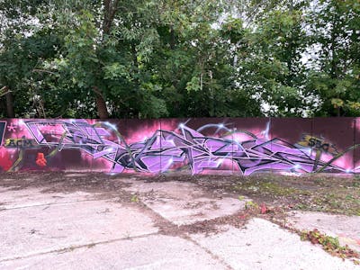 Violet and Coralle Special by Floyd. This Graffiti is located in Döbeln, Germany and was created in 2021. This Graffiti can be described as Special and Stylewriting.