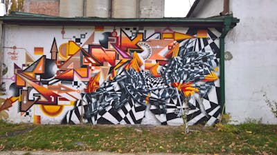 Colorful Stylewriting by Panik and Sainter. This Graffiti is located in Bratislava, Slovakia and was created in 2017. This Graffiti can be described as Stylewriting and Wall of Fame.