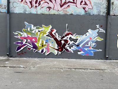Colorful Stylewriting by tpx, Pasha, mic and SWE. This Graffiti is located in Sweden and was created in 2022. This Graffiti can be described as Stylewriting and Wall of Fame.