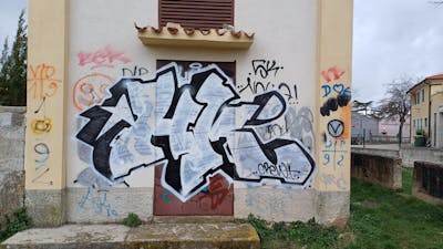 White and Black Stylewriting by SHOW and HK. This Graffiti is located in Croatia and was created in 2024. This Graffiti can be described as Stylewriting and Street Bombing.