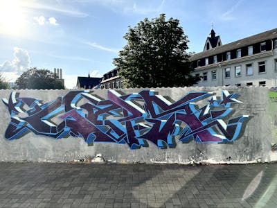 Light Blue and Blue and Black Stylewriting by Gaps. This Graffiti is located in Paderborn, Germany and was created in 2023.