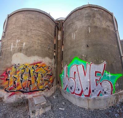 Orange and Chrome Stylewriting by FRANC and ANTITYPE. This Graffiti is located in Limassol, Cyprus and was created in 2021. This Graffiti can be described as Stylewriting and Abandoned.