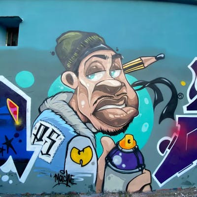 Beige and Colorful Characters by Mache. This Graffiti is located in Italy and was created in 2023. This Graffiti can be described as Characters and Wall of Fame.