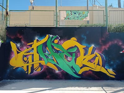 Colorful Stylewriting by AMEK. This Graffiti is located in Alicante, Spain and was created in 2022.