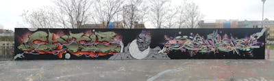 Colorful Stylewriting by Chr15, Sirom and Gosp. This Graffiti is located in Leipzig, Germany and was created in 2021. This Graffiti can be described as Stylewriting, Wall of Fame and Characters.