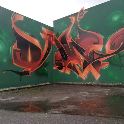 Green and Orange Stylewriting by Roweo and mtl crew. This Graffiti is located in Saalfeld (Saale), Germany and was created in 2021.