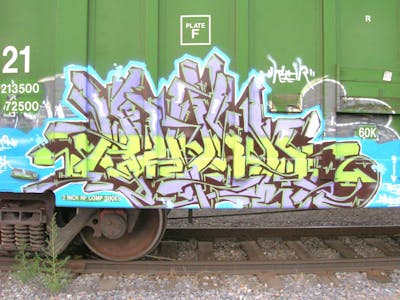 Colorful Stylewriting by Kuhr. This Graffiti is located in United States and was created in 2023. This Graffiti can be described as Stylewriting, Trains and Freights.