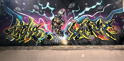 Colorful Stylewriting by Meks, Jame and Beast. This Graffiti is located in Netherlands and was created in 2020. This Graffiti can be described as Stylewriting, Characters and Wall of Fame.