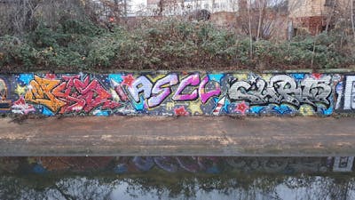 Colorful Stylewriting by Opys, Chr15 and Asco. This Graffiti is located in Leipzig, Germany and was created in 2021. This Graffiti can be described as Stylewriting and Street Bombing.