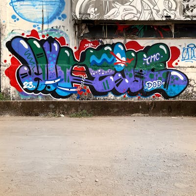 Violet and Green and Red Stylewriting by Hootive. This Graffiti is located in Thailand and was created in 2023. This Graffiti can be described as Stylewriting and Throw Up.
