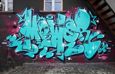 Cyan Stylewriting by Mower. This Graffiti is located in Bern, Switzerland and was created in 2020. This Graffiti can be described as Stylewriting.