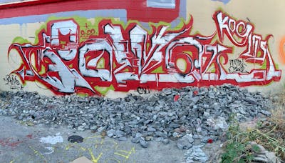 Red and Grey Stylewriting by POWDR, LTS, Kog and Polvo. This Graffiti is located in Los Angeles, United States and was created in 2022. This Graffiti can be described as Stylewriting and Abandoned.