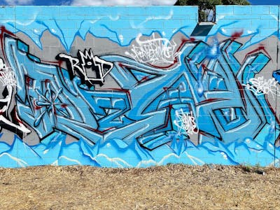 Light Blue Stylewriting by OZAI. This Graffiti is located in Perth, Australia and was created in 2022.